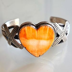 Gorgeous Sterling Native American Heart Bracelet